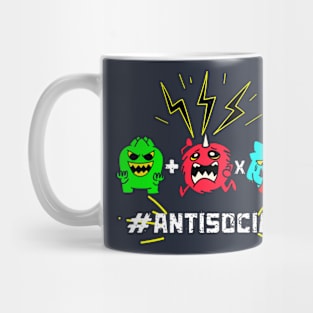 Antisocial. Trio of antisocial Monsters with metaphorical equation equals not socially adaptable. Mug